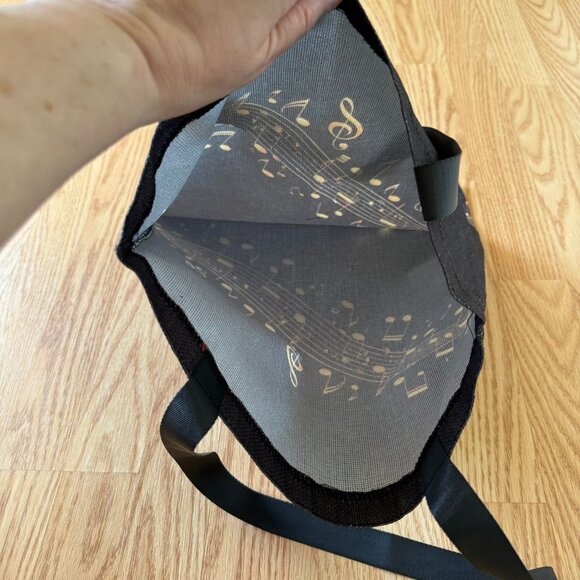 Black Music Notes Tote Bag Reusable Carryall 16 x 14 Inches Durable Polyester - Picture 5 of 9